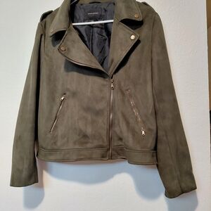 Banana Republic Olive Green Suede Moto Jacket